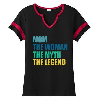 Mom The Woman The Myth The Legend Ladies Halftime Notch Neck Tee