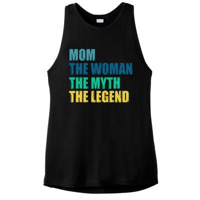 Mom The Woman The Myth The Legend Ladies PosiCharge Tri-Blend Wicking Tank