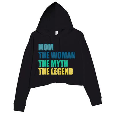 Mom The Woman The Myth The Legend Crop Fleece Hoodie