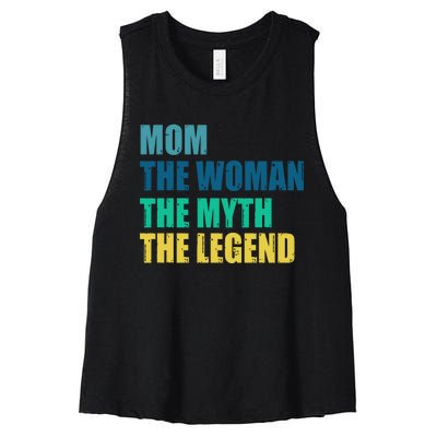 Mom The Woman The Myth The Legend Women's Racerback Cropped Tank