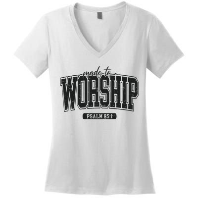 Made To Worship Christian Women's V-Neck T-Shirt