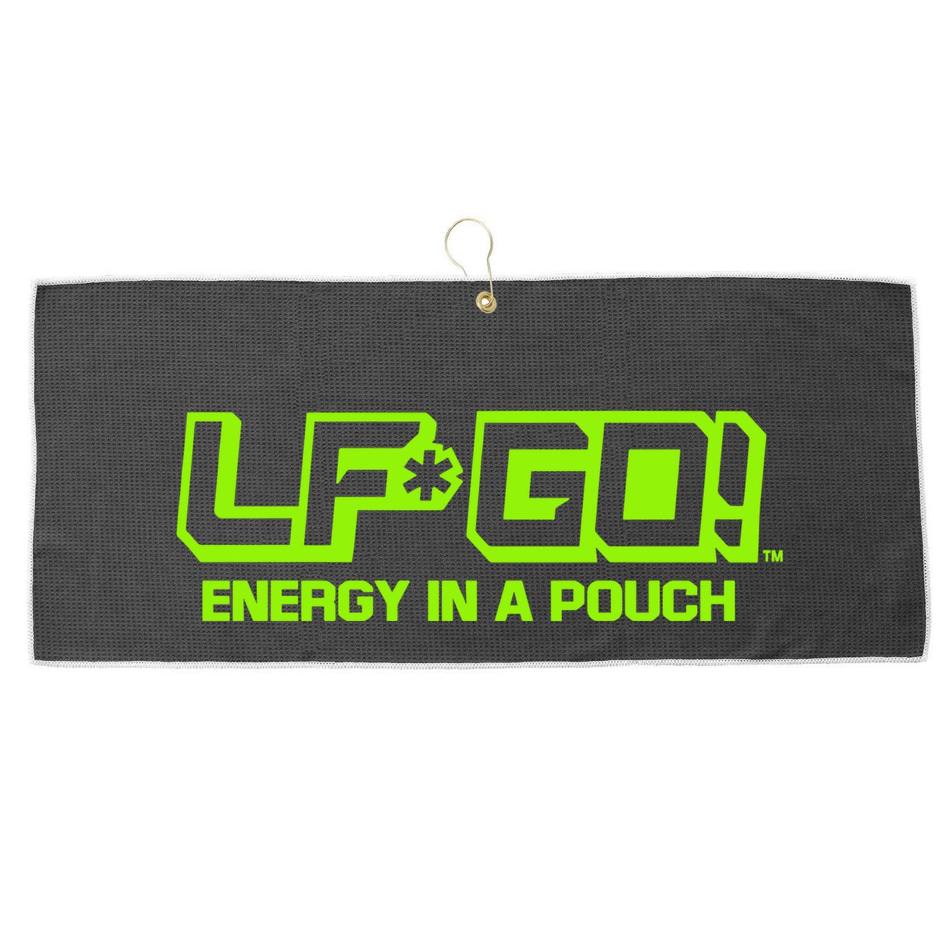 Mike Tyson Wearing Lfgo Energy In A Pouch Large Microfiber Waffle Golf Towel