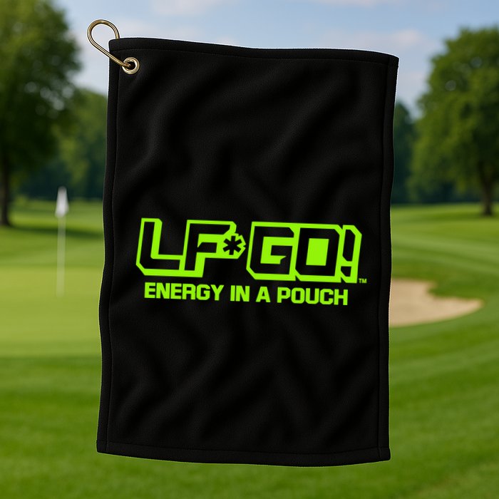 Mike Tyson Wearing Lfgo Energy In A Pouch Golf Towel