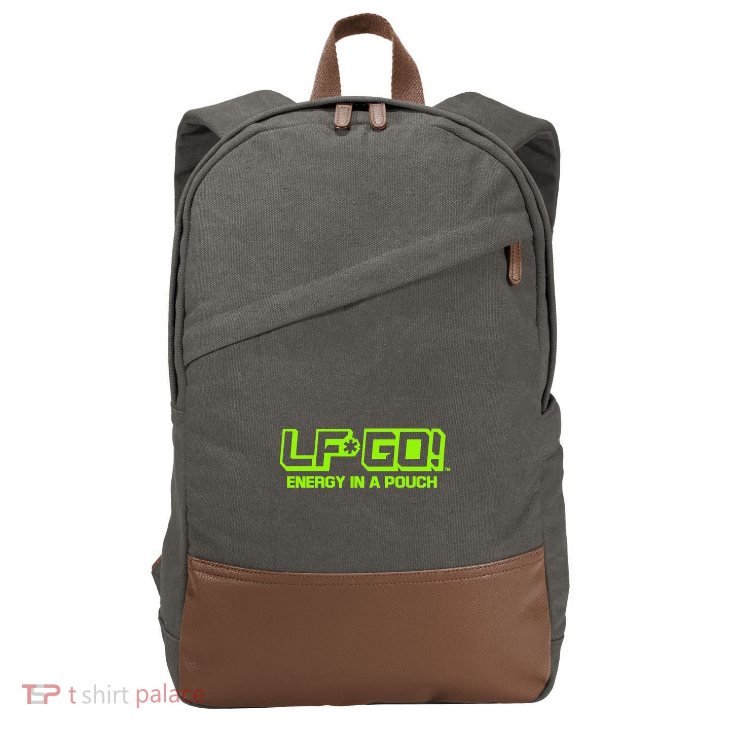Mike Tyson Wearing Lfgo Energy In A Pouch Cotton Canvas Backpack