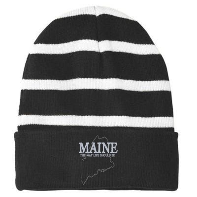 Maine The Way Life Should Be State Pride Striped Beanie with Solid Band