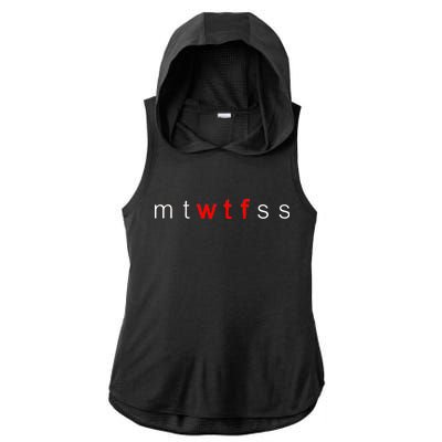 mtWTFss Days of the Week Red WTF Logo Ladies PosiCharge Tri-Blend Wicking Draft Hoodie Tank