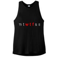 mtWTFss Days of the Week Red WTF Logo Ladies PosiCharge Tri-Blend Wicking Tank