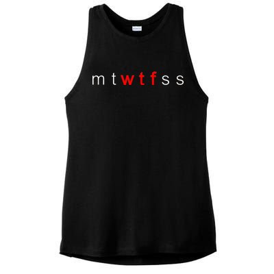 mtWTFss Days of the Week Red WTF Logo Ladies PosiCharge Tri-Blend Wicking Tank