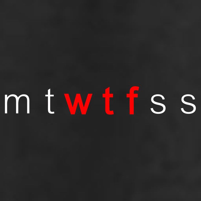 mtWTFss Days of the Week Red WTF Logo Garment-Dyed Fleece Hoodie