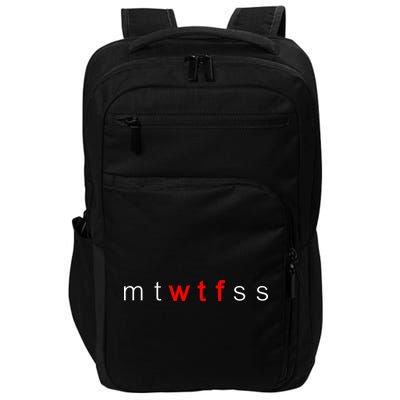mtWTFss Days of the Week Red WTF Logo Impact Tech Backpack