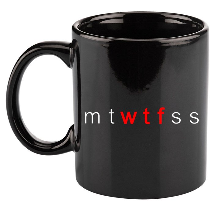 mtWTFss Days of the Week Red WTF Logo 11oz C Handle Ceramic Mug