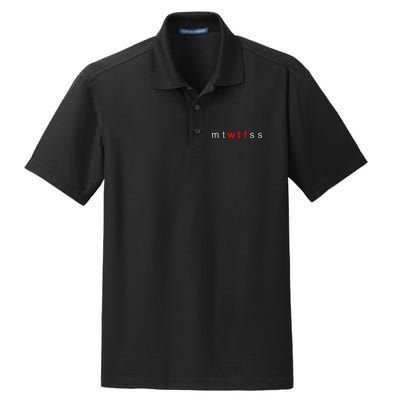 mtWTFss Days of the Week Red WTF Logo Dry Zone Grid Polo