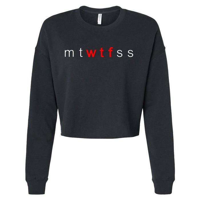 mtWTFss Days of the Week Red WTF Logo Cropped Pullover Crew
