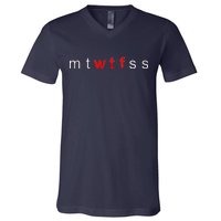 mtWTFss Days of the Week Red WTF Logo V-Neck T-Shirt