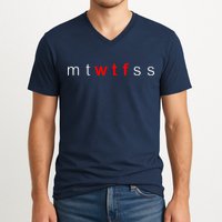 mtWTFss Days of the Week Red WTF Logo V-Neck T-Shirt