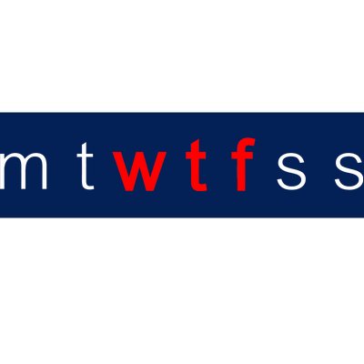 mtWTFss Days of the Week Red WTF Logo Bumper Sticker