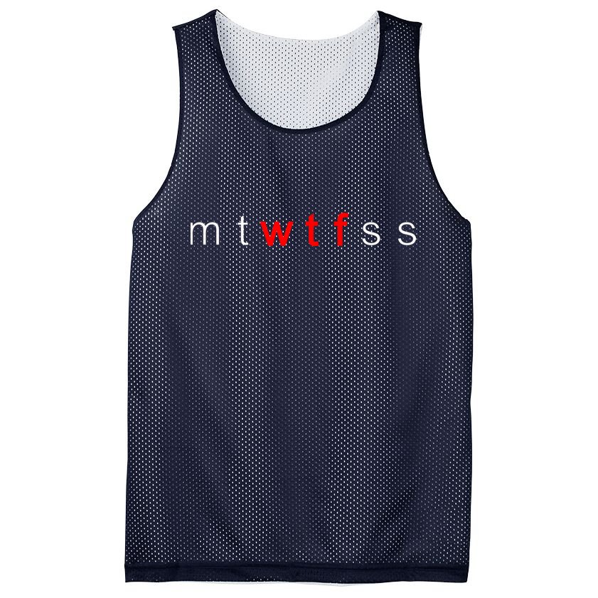 mtWTFss Days of the Week Red WTF Logo Mesh Reversible Basketball Jersey Tank