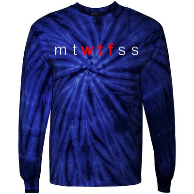 mtWTFss Days of the Week Red WTF Logo Tie-Dye Long Sleeve Shirt