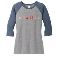 mtWTFss Days of the Week Red WTF Logo Women's Tri-Blend 3/4-Sleeve Raglan Shirt