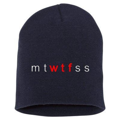 mtWTFss Days of the Week Red WTF Logo Short Acrylic Beanie