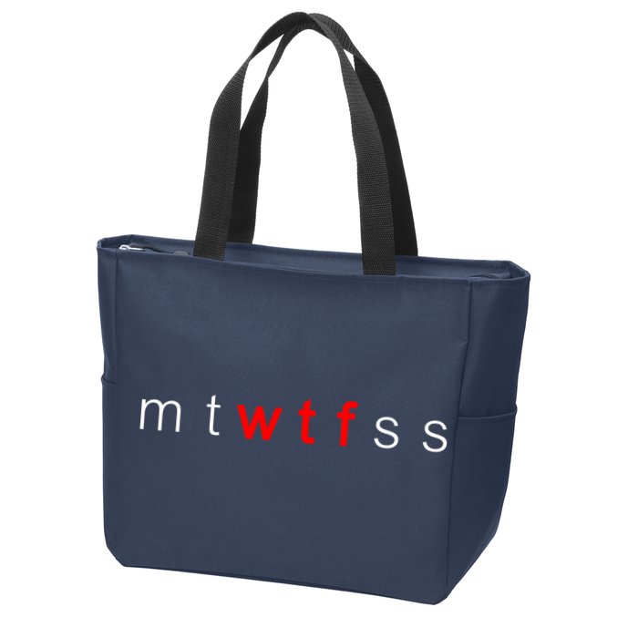 mtWTFss Days of the Week Red WTF Logo Zip Tote Bag