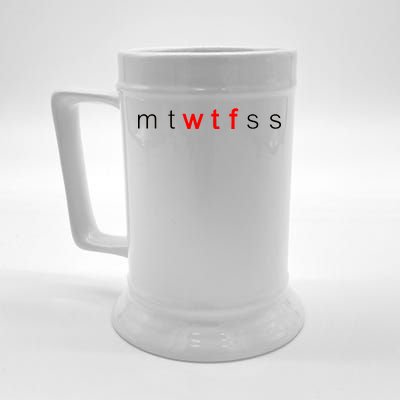 mtWTFss Days of the Week Red WTF Logo Beer Stein