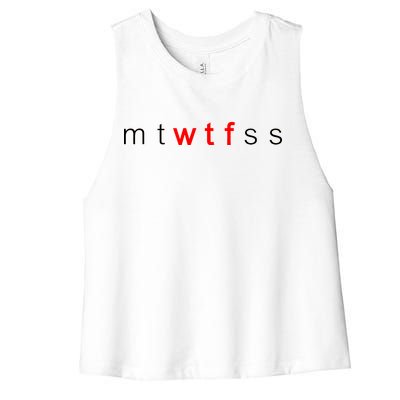 mtWTFss Days of the Week Red WTF Logo Women's Racerback Cropped Tank