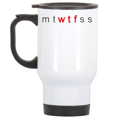 mtWTFss Days of the Week Red WTF Logo Stainless Steel Travel Mug