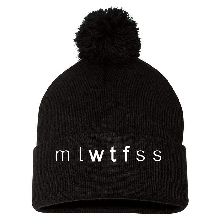 mtWTFss Days of the Week WTF Pom Pom 12in Knit Beanie