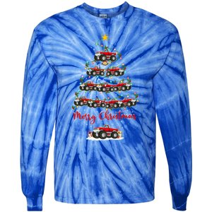 Monster Truck Xmas Lights Santa Monster Truck Christmas Tree Meaningful Gift Tie-Dye Long Sleeve Shirt