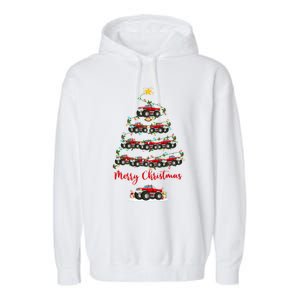 Monster Truck Xmas Lights Santa Monster Truck Christmas Tree Meaningful Gift Garment-Dyed Fleece Hoodie