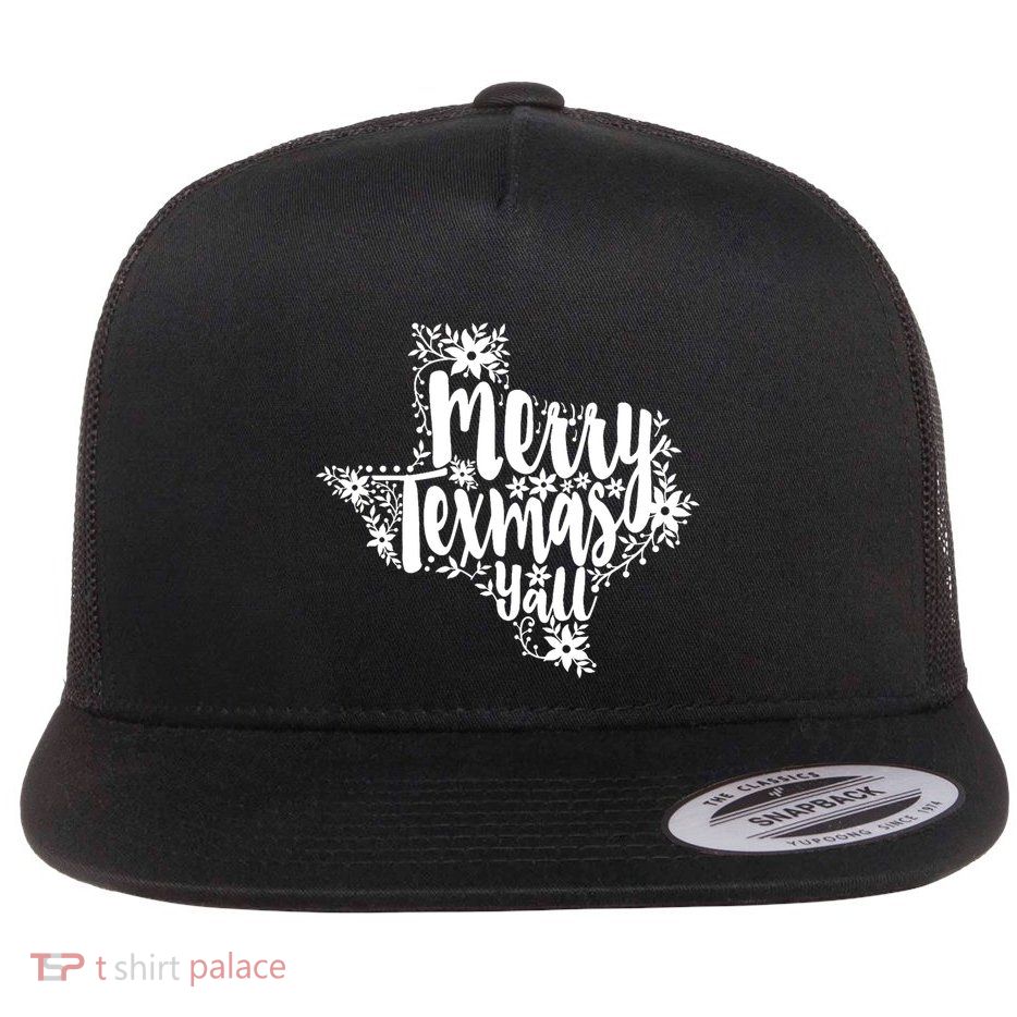 Merry Texmas YAll Texas Map State Christmas Gifts Flatbill Hat