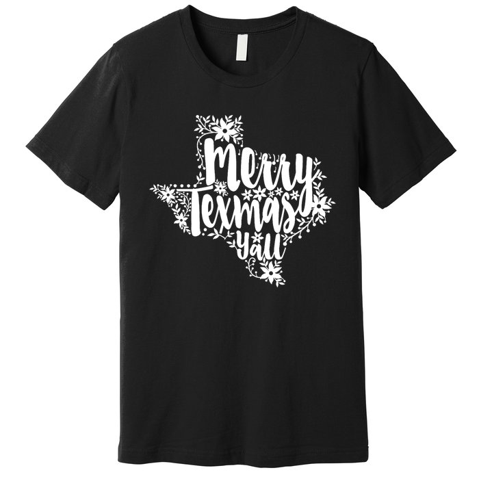 Merry Texmas YAll Texas Map State Christmas Gifts Premium T-Shirt