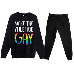 Make The Yuletide Christmas Lgbt Funny Gift Premium Crewneck Sweatsuit Set