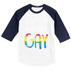 Make The Yuletide Christmas Lgbt Funny Gift Baseball Sleeve Shirt