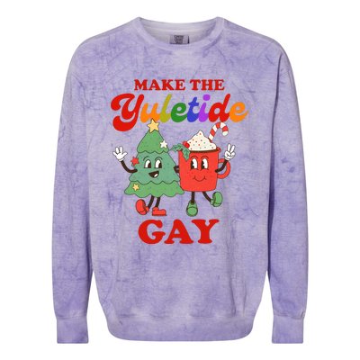 Make The Yuletide Gay Christmas Lgbtq Retro Gay Xmas Colorblast Crewneck Sweatshirt