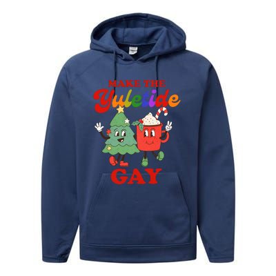 Make The Yuletide Gay Christmas Lgbtq Retro Gay Xmas Performance Fleece Hoodie