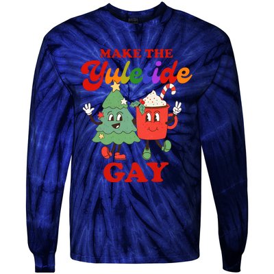 Make The Yuletide Gay Christmas Lgbtq Retro Gay Xmas Tie-Dye Long Sleeve Shirt