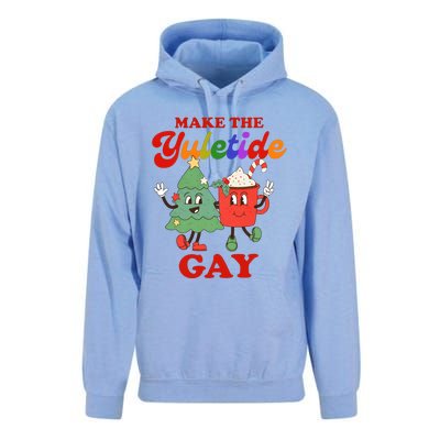 Make The Yuletide Gay Christmas Lgbtq Retro Gay Xmas Unisex Surf Hoodie