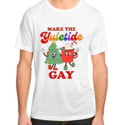 Make The Yuletide Gay Christmas Lgbtq Retro Gay Xmas Adult ChromaSoft Performance T-Shirt