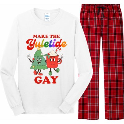 Make The Yuletide Gay Christmas Lgbtq Retro Gay Xmas Long Sleeve Pajama Set