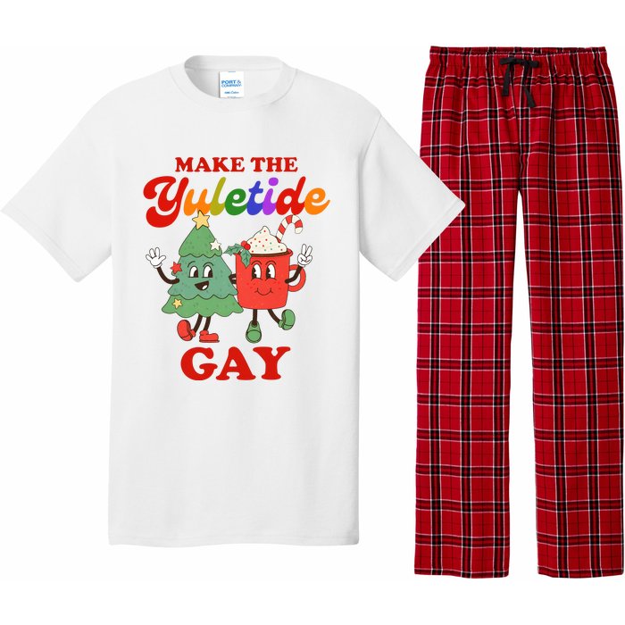 Make The Yuletide Gay Christmas Lgbtq Retro Gay Xmas Pajama Set