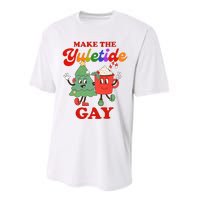 Make The Yuletide Gay Christmas Lgbtq Retro Gay Xmas Performance Sprint T-Shirt