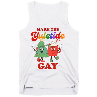 Make The Yuletide Gay Christmas Lgbtq Retro Gay Xmas Tank Top