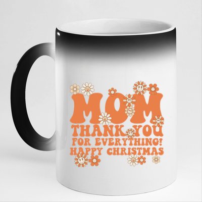 Mom Thank You For Everything! Happy Christmas Mother Gift 11oz Black Color Changing Mug