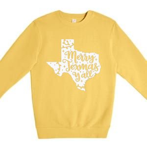 Merry Texmas YAll Christmas Texas Map State Xmas Texas Premium Crewneck Sweatshirt