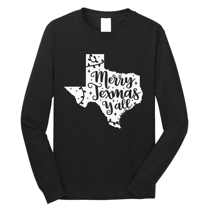 Merry Texmas YAll Christmas Texas Map State Xmas Texas Long Sleeve Shirt