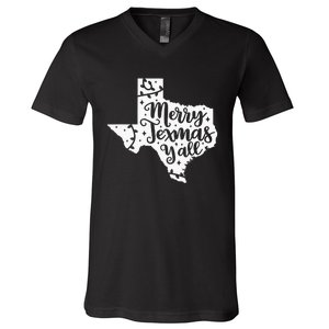 Merry Texmas YAll Christmas Texas Map State Xmas Texas V-Neck T-Shirt