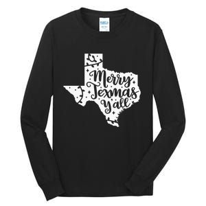 Merry Texmas YAll Christmas Texas Map State Xmas Texas Tall Long Sleeve T-Shirt