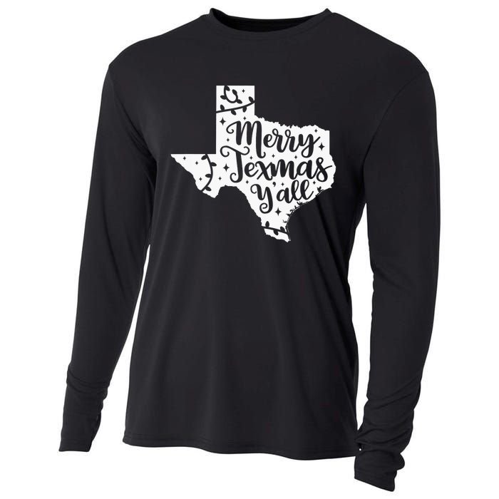 Merry Texmas YAll Christmas Texas Map State Xmas Texas Cooling Performance Long Sleeve Crew